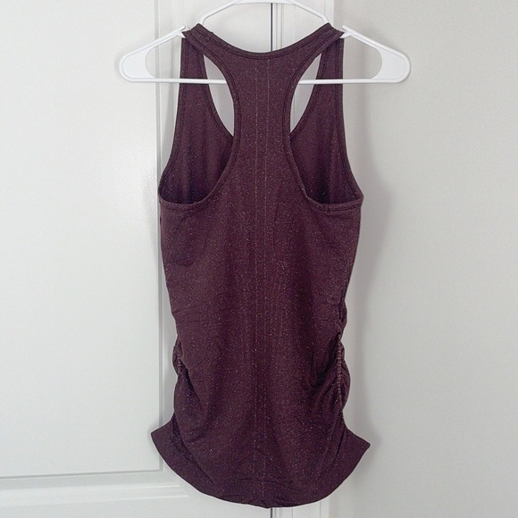 Athleta Speedlight Glow Purple Ruched Stretchy Racerback Sparkle Tank Top - Picture 3 of 6